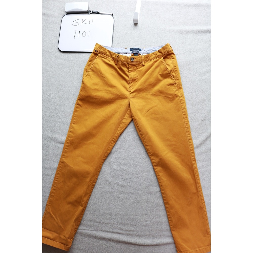 Tommy Hilfiger Chinos Mens 31x30 Yellow Regular Fit Stretch Pants Mustard 1101